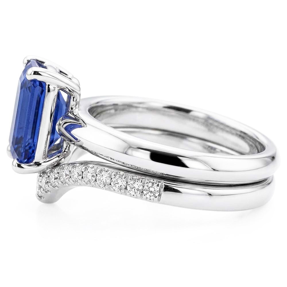 Gemstone Wedding Ring Set Emerald Sapphire 3.50 Carats Ladies Jewelry
