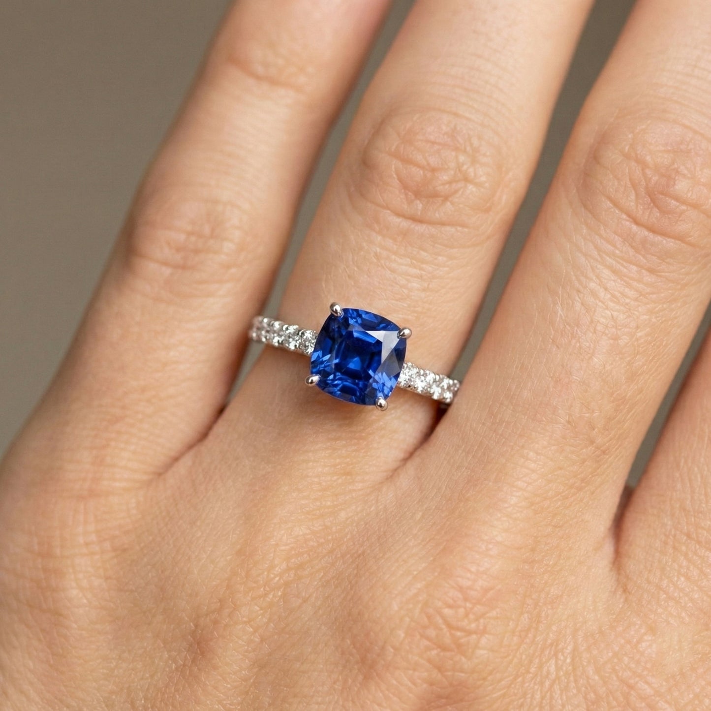 Gemstone Cushion Cut Sapphire Ring 2.50 Carats Fishtail Set Natural Earth Mined Diamond ( Not Lab Grown )s