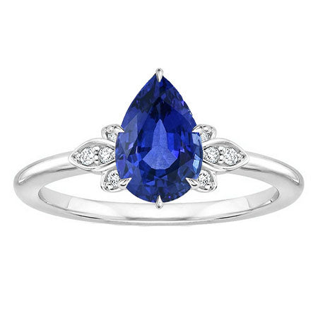 Cornflower Blue Sapphire Colored Stone Ring 2-ct 14K White Gold – main view