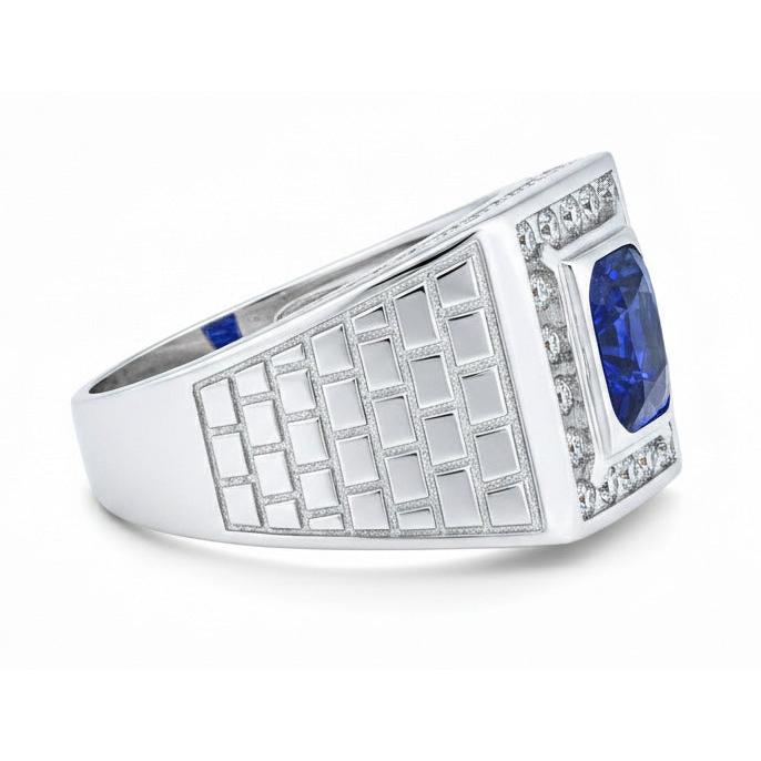 IGI CERTIFIED Gemstone Men's Ring Cushion Sapphire 2.50 Carats Antique Style