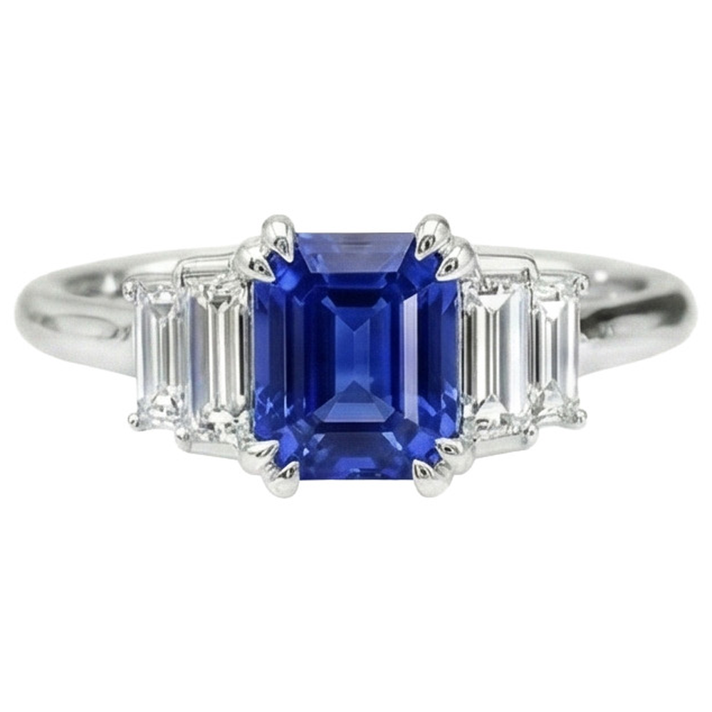 natural radiant sapphire 3ct ring side angle
