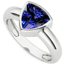 Natural Gents Gemstone Ring Solitaire Trillion Bezel Set Ceylon Sapphire 3 Ct