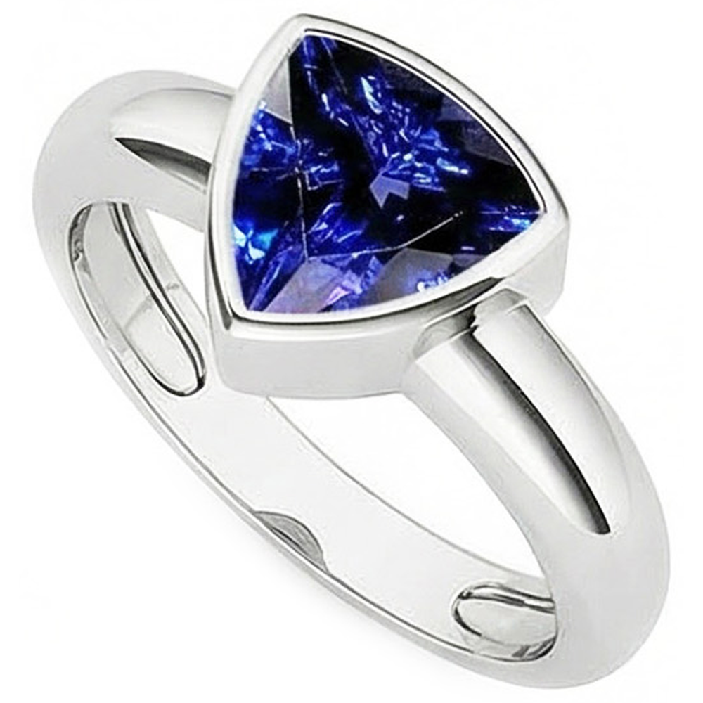 Gents Gemstone Ring Solitaire Trillion Bezel Set Ceylon Sapphire 3 Ct