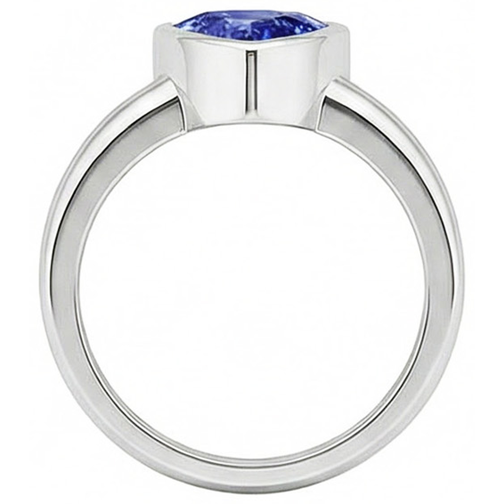 Gents Gemstone Ring Solitaire Trillion Bezel Set Ceylon Sapphire 3 Ct