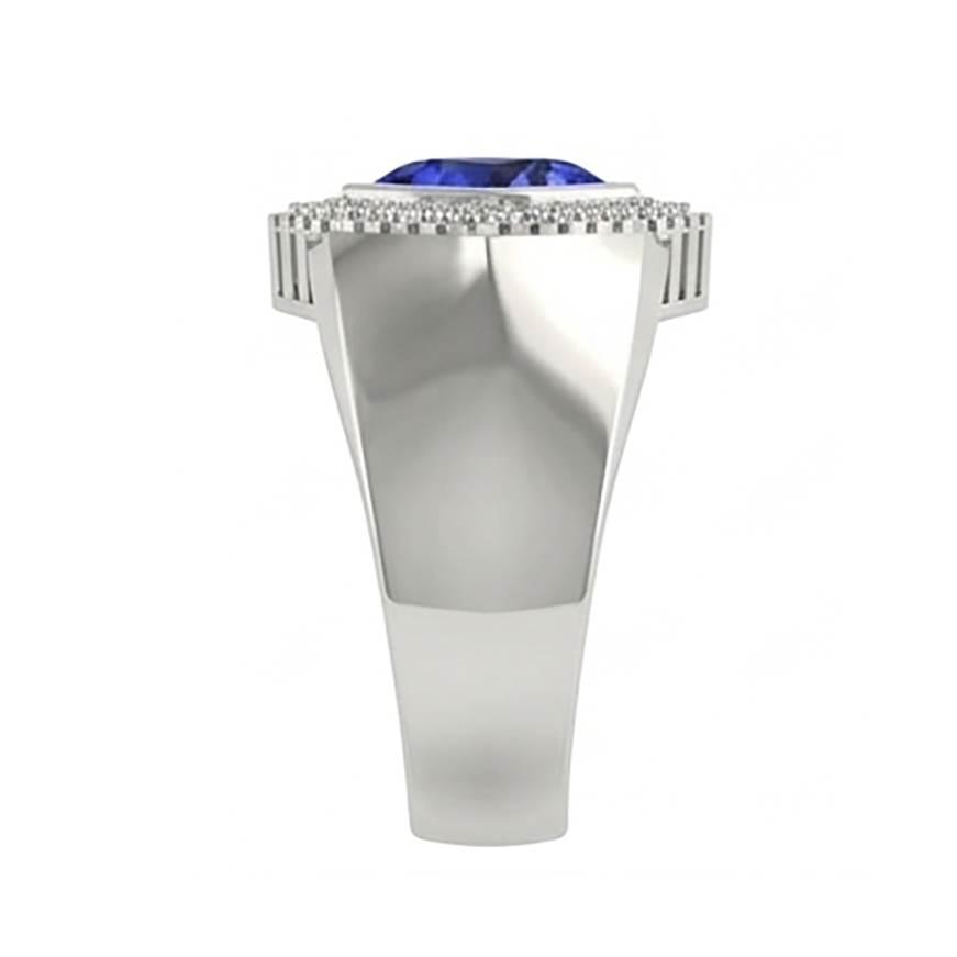 Gents Ring Ceylon Sapphire Natural Earth Mined Diamond ( Not Lab Grown ) Jewelry Trillion Bezel S...