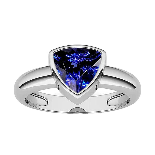 Solitaire Trillion Bezel Set Ceylon Sapphire