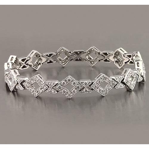 Gents White Gold Genuine Diamond Bracelet 3.50 Carats Jewelry New