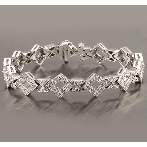 Gents White Gold Genuine Diamond Bracelet 3.50 Carats Jewelry New