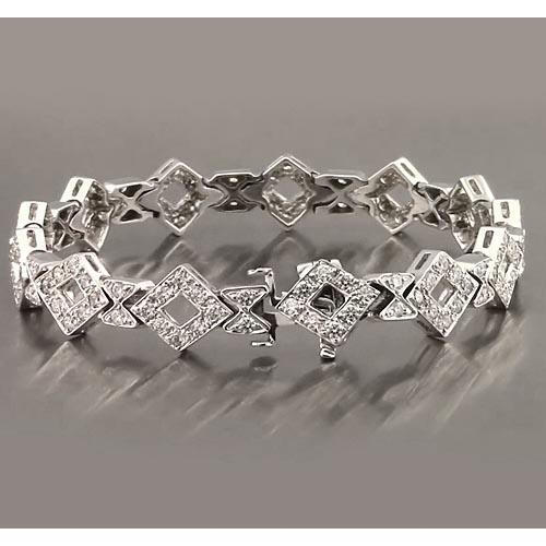 Gents White Gold Genuine Diamond Bracelet 3.50 Carats Jewelry New