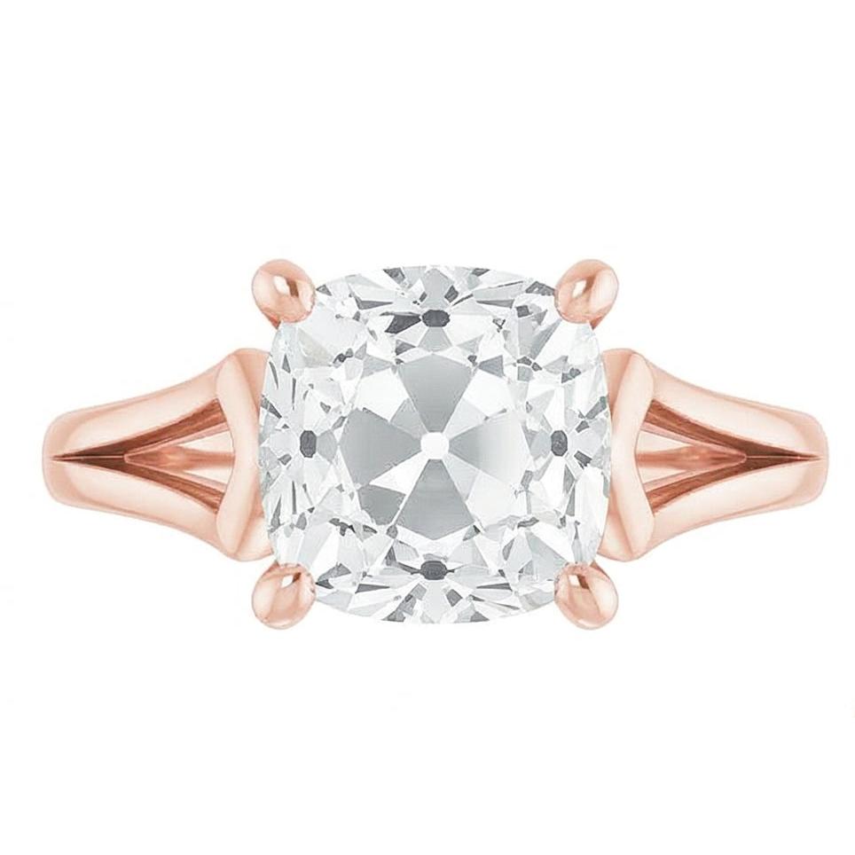 Genuine 6.5 Carat Cushion Natural Earth Mined Diamond ( Not Lab Grown ) Ring For Women