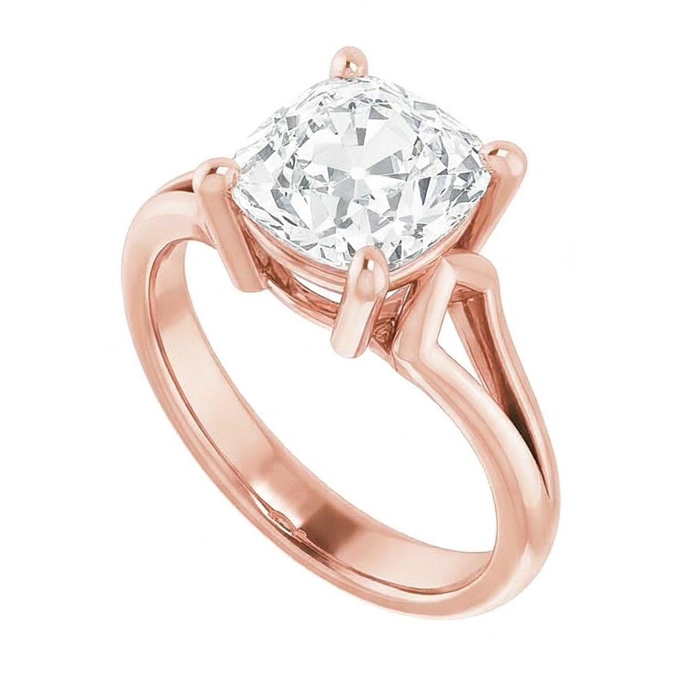 Genuine 6.5 Carat Cushion Natural Earth Mined Diamond ( Not Lab Grown ) Ring For Women