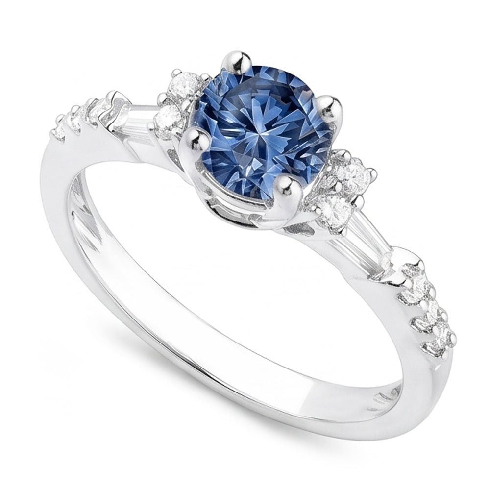 Genuine Blue Natural Earth Mined Diamond ( Not Lab Grown ) Ring