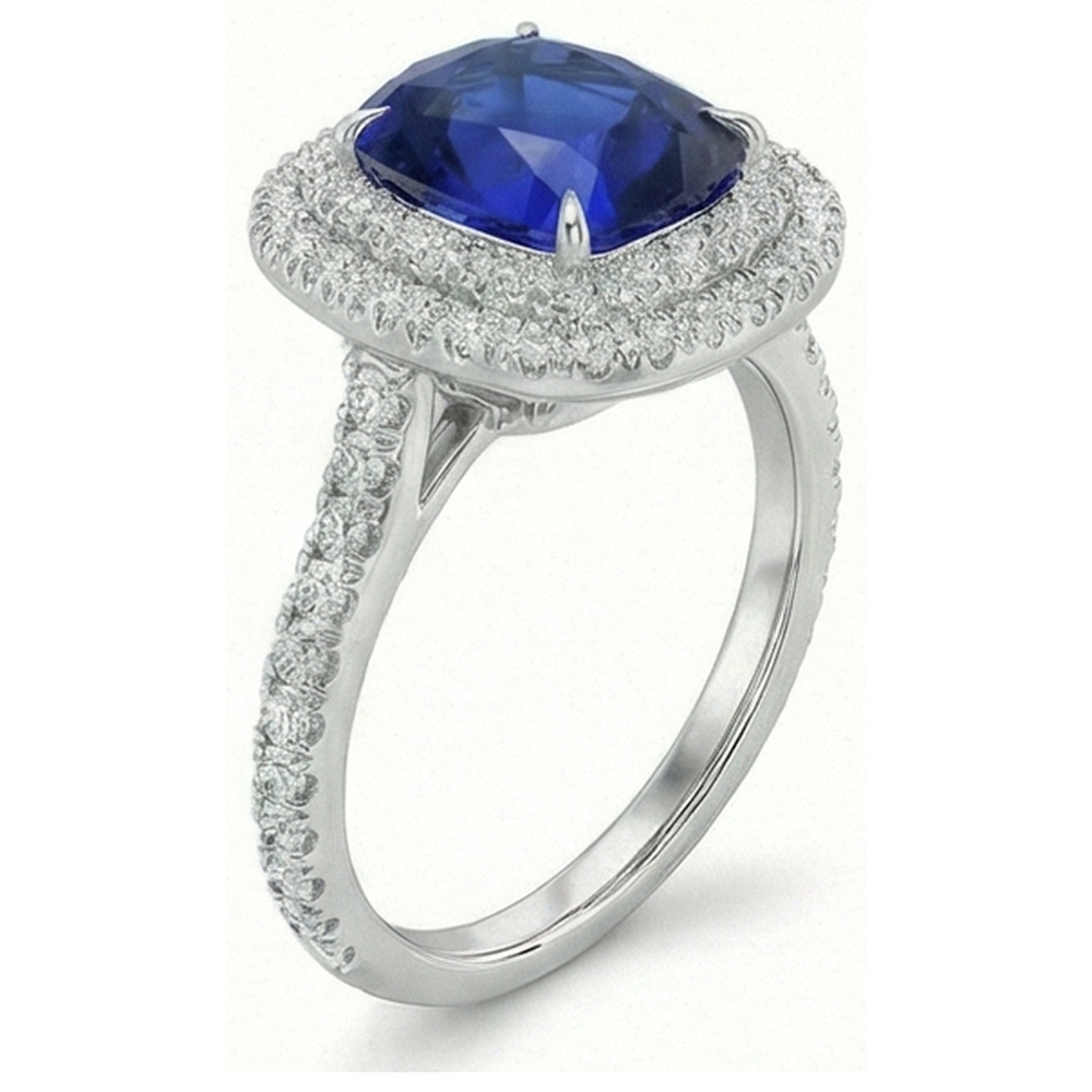 Genuine Ceylon Sapphire Halo Ring