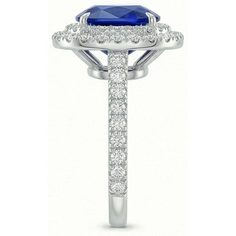 Genuine Ceylon Sapphire Halo Ring