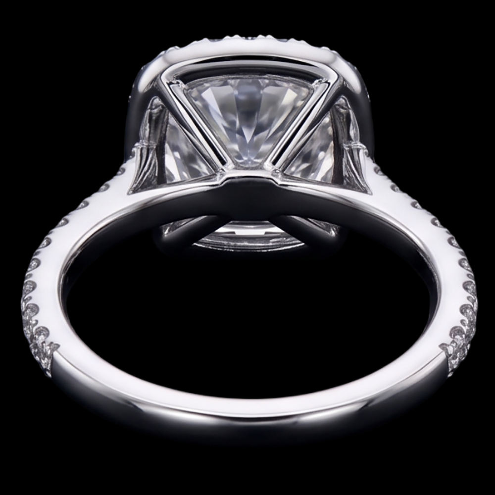 Genuine Cushion Cut Center Natural Earth Mined Diamond ( Not Lab Grown ) 2.55 Cts. Engagement Ring