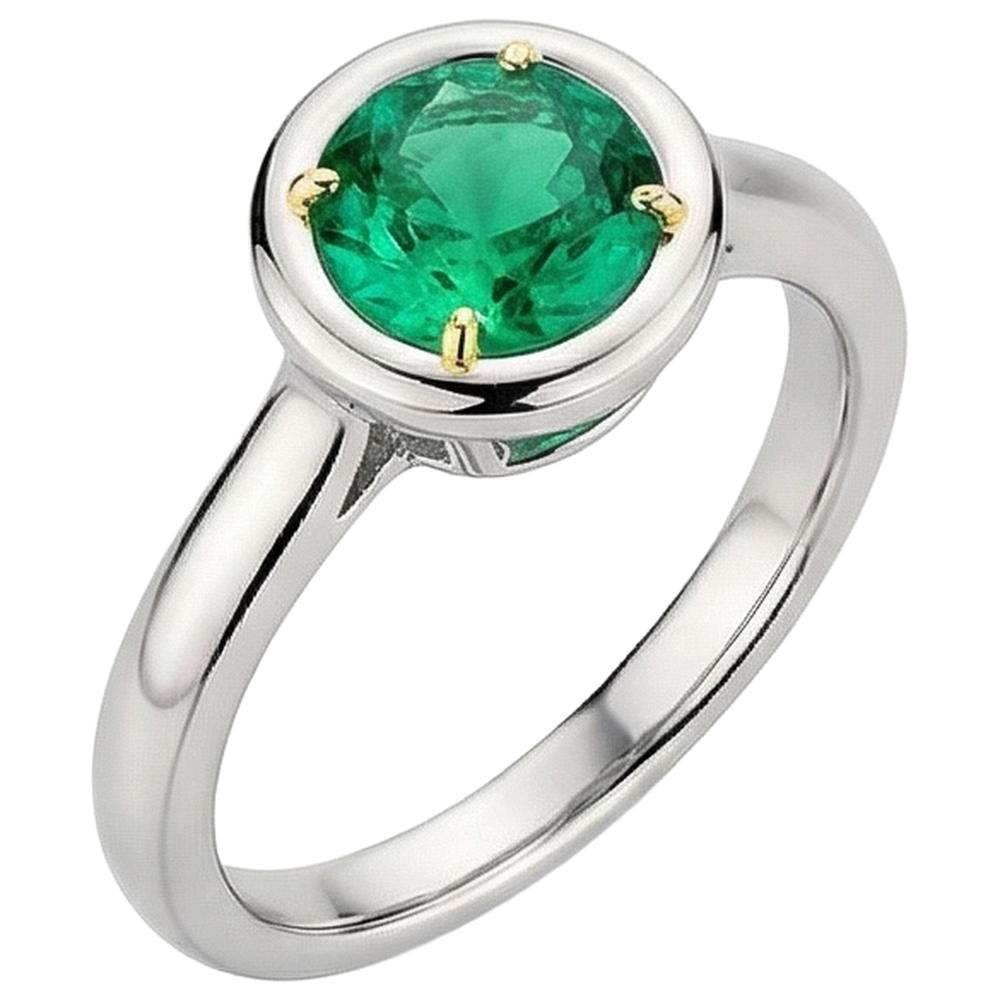 Gemstone Ring Two-Tone 14K Gold with Emerald – angle view