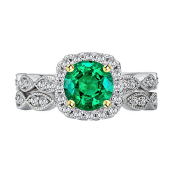Authentic Pavé Colombian Emerald Colored Stone Ring 2.50 ct