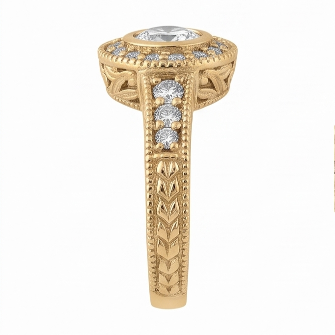 Genuine Natural Earth Mined Diamond ( Not Lab Grown )  Anniversary 0.80 Carat Fancy Ring Bezel Setting Jewelry YG 14K