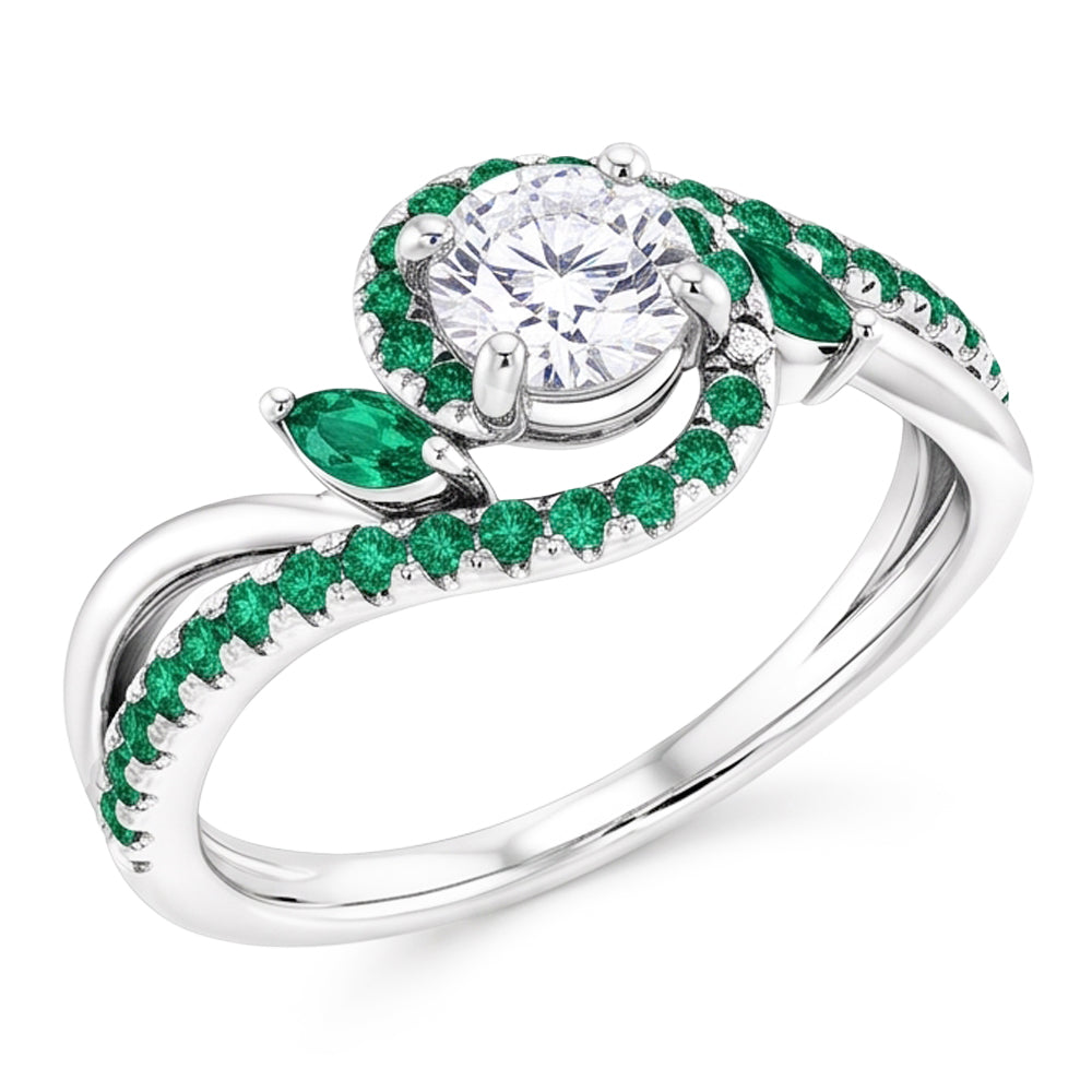 Genuine Natural Earth Mined Diamond ( Not Lab Grown ) Ring 1.65 Carats Emeralds Jewelry New