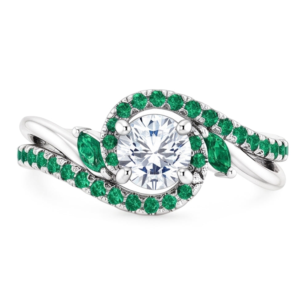 Genuine Natural Earth Mined Diamond ( Not Lab Grown ) Ring 1.65 Carats Emeralds Jewelry New