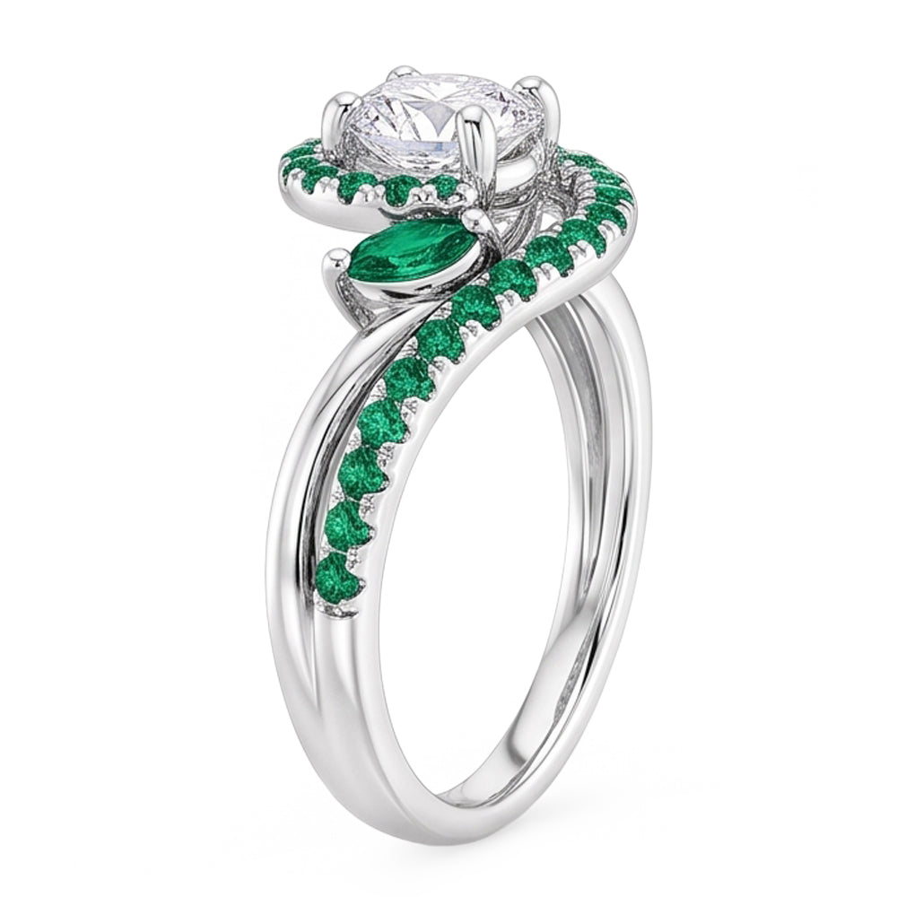 Genuine Natural Earth Mined Diamond ( Not Lab Grown ) Ring 1.65 Carats Emeralds Jewelry New