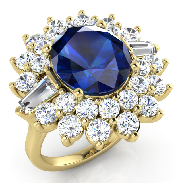 Genuine Sapphire and Diamond Cocktail Ring