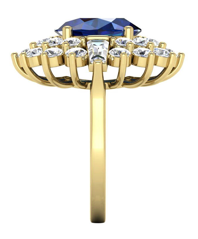 Genuine Sapphire and Diamond Cocktail Ring