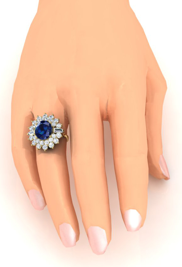 Genuine Sapphire and Diamond Cocktail Ring