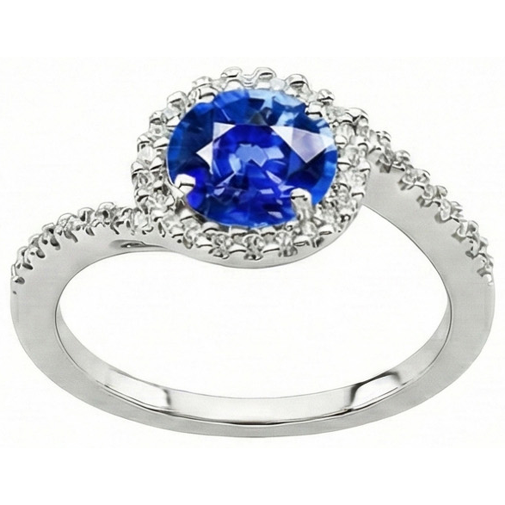 Genuine Sapphire With Natural Earth Mined Diamond ( Not Lab Grown )  Ring