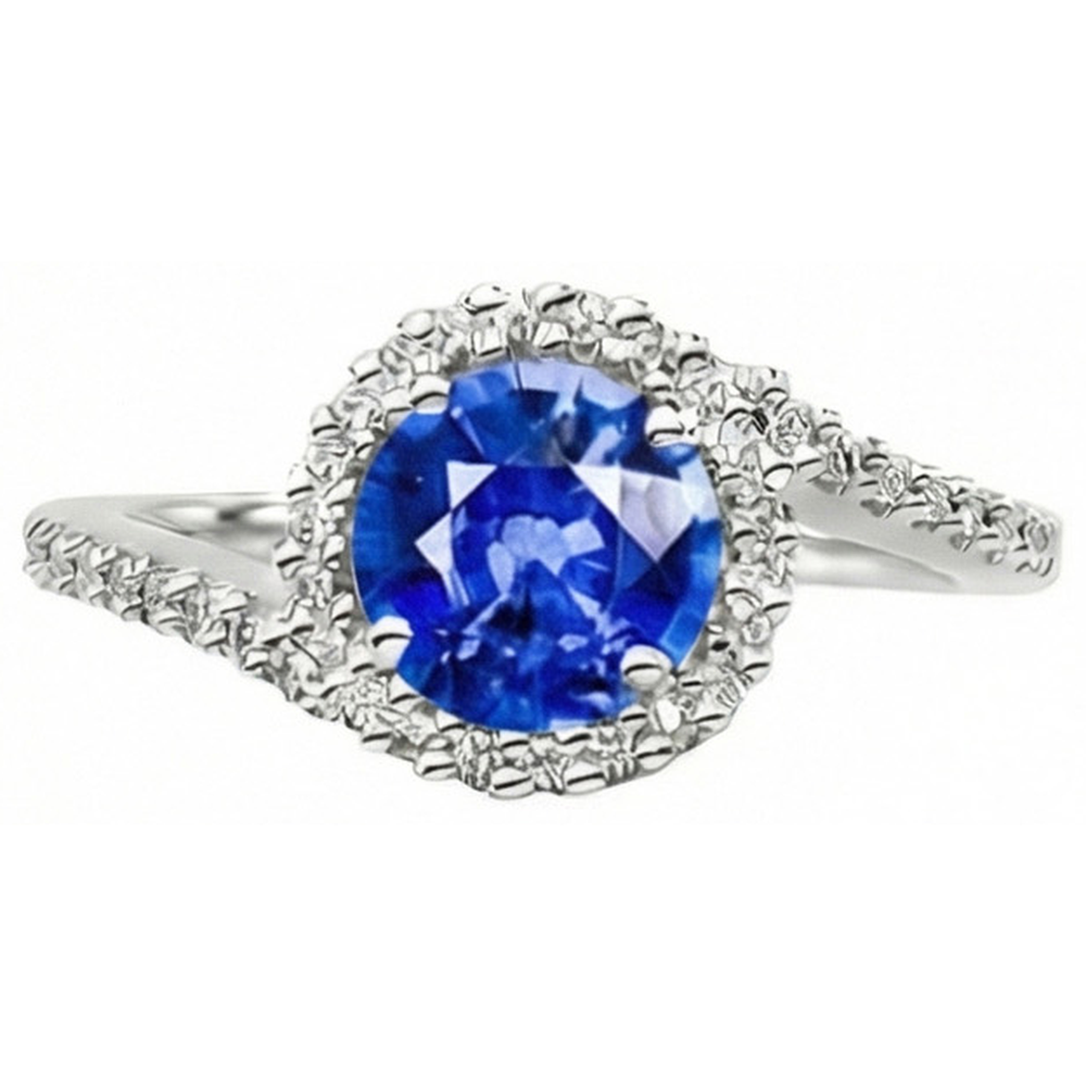 Genuine Sapphire With Natural Earth Mined Diamond ( Not Lab Grown )  Ring