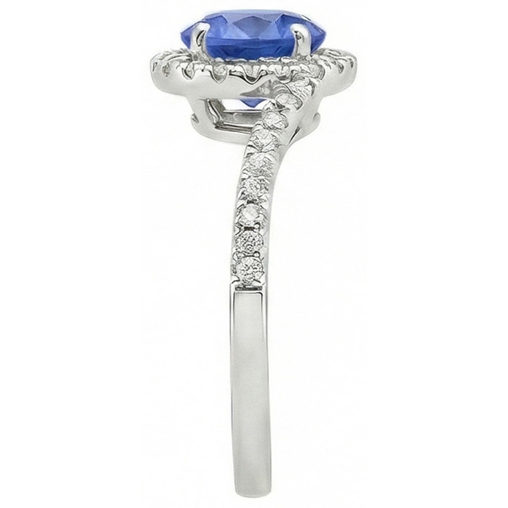 Genuine Sapphire With Natural Earth Mined Diamond ( Not Lab Grown )  Ring