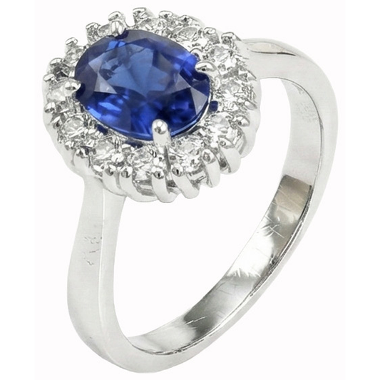 natural round sapphire 1.50ct ring front view