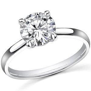 Genuine 1.50 Carats Round Prong Set Diamond Solitaire Engagement Ring - Solitaire Ring-harrychadent.ca