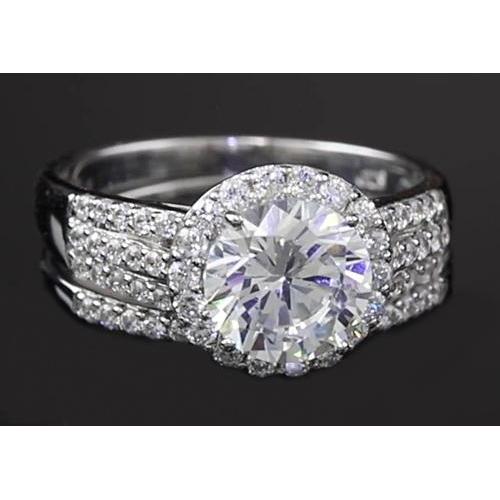 Genuine 3.50 Carats Round Halo Setting 