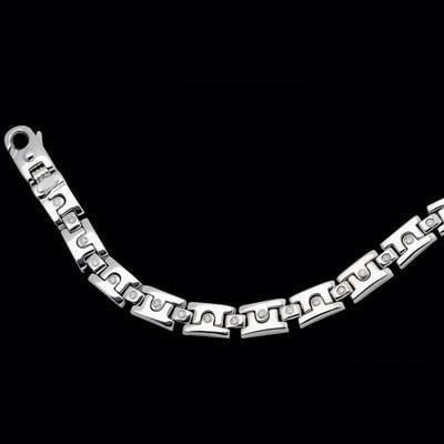 Genuine 3 Carats Diamond Mens Block Link Bracelet White Gold 14K