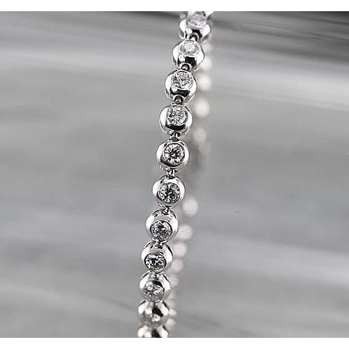 Genuine Bezel Set Tennis Bracelet 5 Carats White Gold 14K