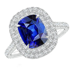 Genuine Ceylon Sapphire Halo Ring