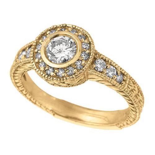 Genuine Diamond Anniversary 0.80 Carat Fancy Ring Bezel Setting Jewelry YG 18K