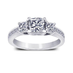 Genuine Diamond Anniversary Ring 2 Carats White Gold 14K