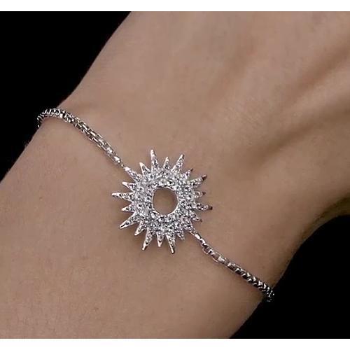 Genuine Diamond Bracelet 12 Carats Women White Gold Sunburst Jewelry New