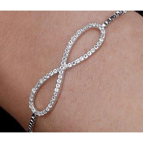 Genuine Diamond Chain Bracelet 4.20 Carats Infinity Symbol Women Jewelry 14K