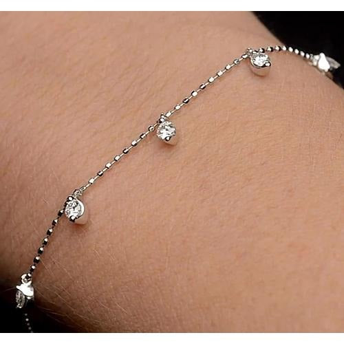 Genuine Diamond Chain Bracelet Prong Set 1.50 Carats Women Jewelry