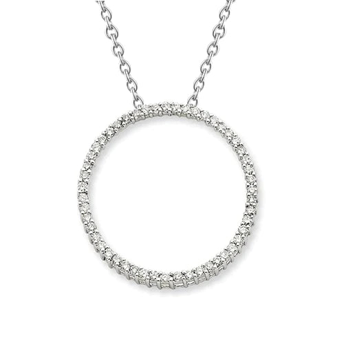 Genuine Diamond Circle Pendant 3.45 Carats 14K White Gold