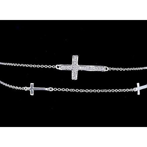 Genuine Diamond Cross Bracelet 2 Carats White Gold 14K Jewelry
