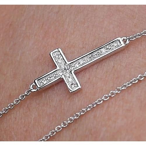 Genuine Diamond Cross Bracelet 2 Carats White Gold 14K Jewelry