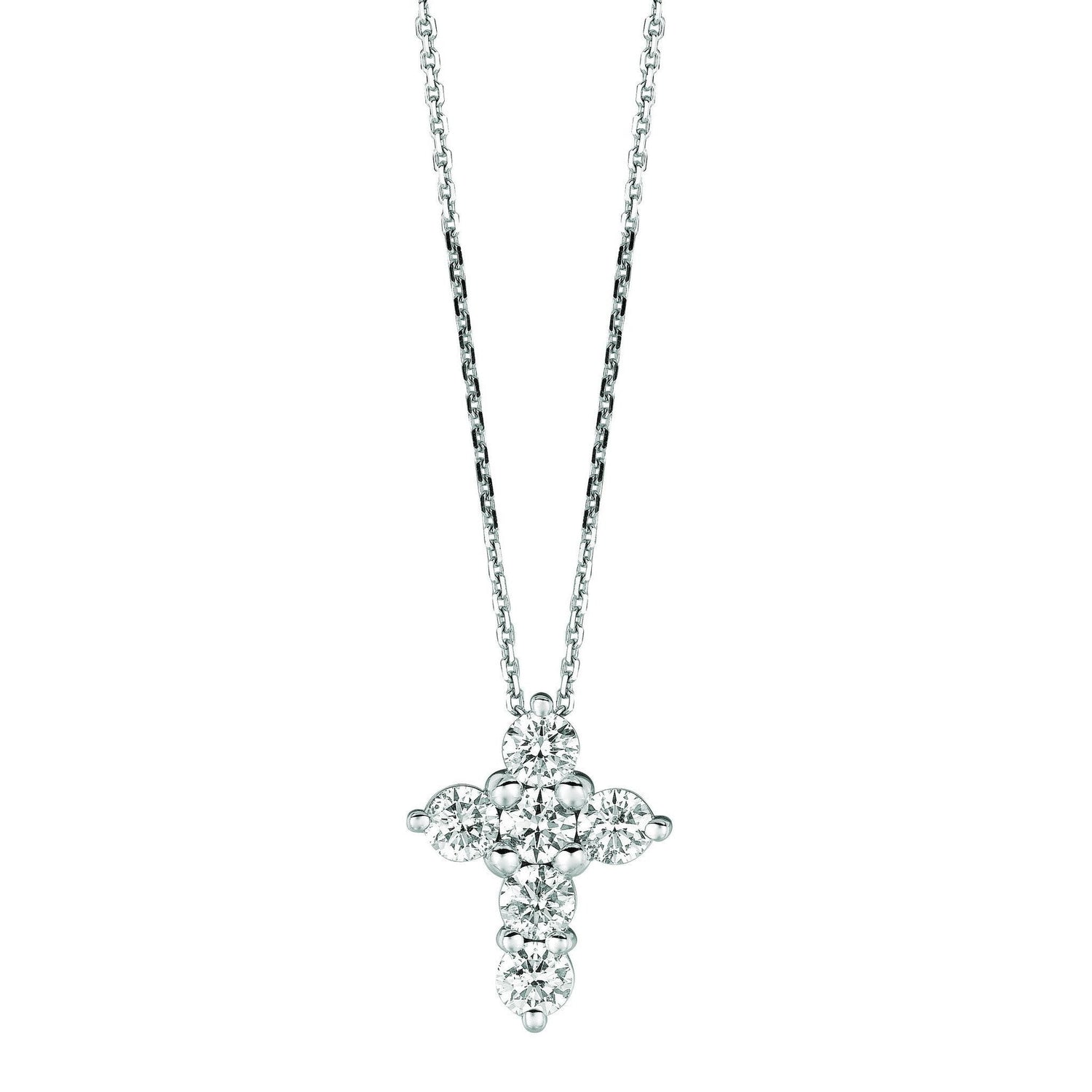 Genuine Diamond Cross Necklace Pendant 1.26 Carats 14K White Gold