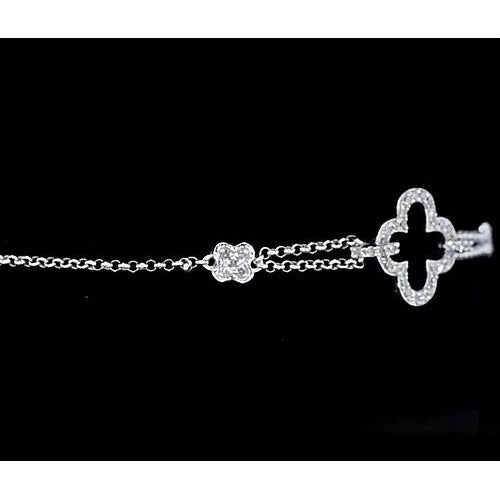 Genuine Diamond Crosses Bracelet 2.50 Carats Women White Gold Jewelry