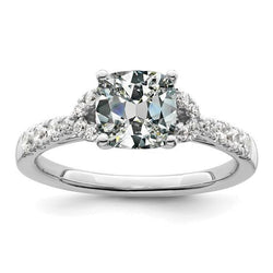 Genuine Natural Earth Mined Diamond Cushion Old Miner Engagement Ring With Accents 6.50 Carats