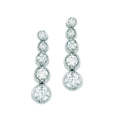 Genuine Diamond Drop Earrings 1.01 Carats 14K White Gold