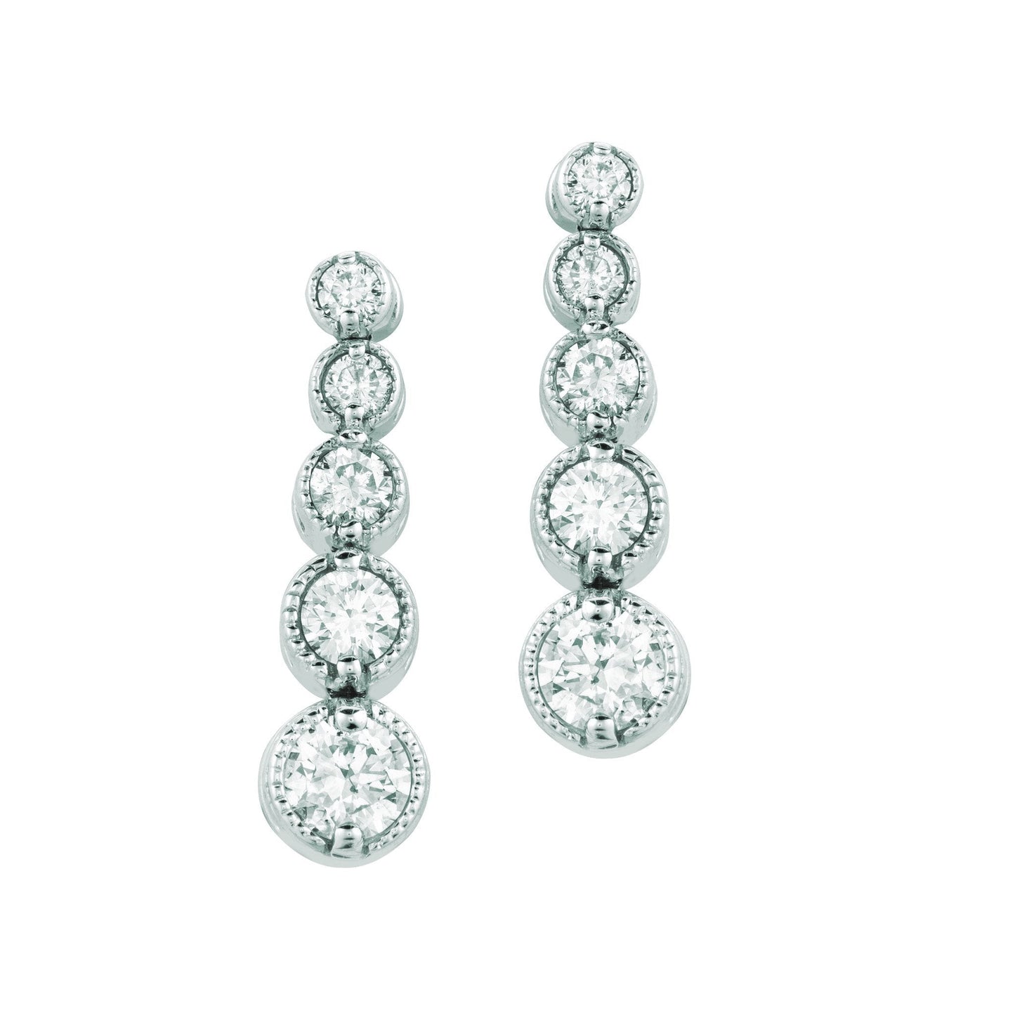 Genuine Diamond Drop Earrings 1.01 Carats 14K White Gold - Drop Earrings-harrychadent.ca